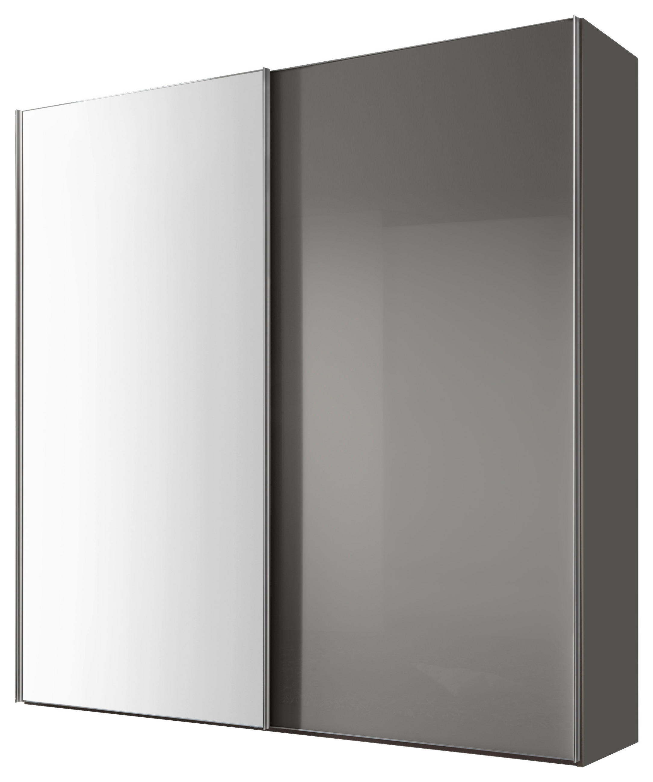 SCHWEBETÜRENSCHRANK in Grau  - Chromfarben/Grau, Basics, Glas/Holzwerkstoff (188/222/68cm) - Moderano