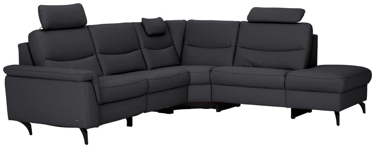 ECKSOFA  in Echtleder Schwarz  280/249 cm  - Anthrazit/Schwarz, Design, Leder/Metall (280/249cm) - Himolla Komfortklass