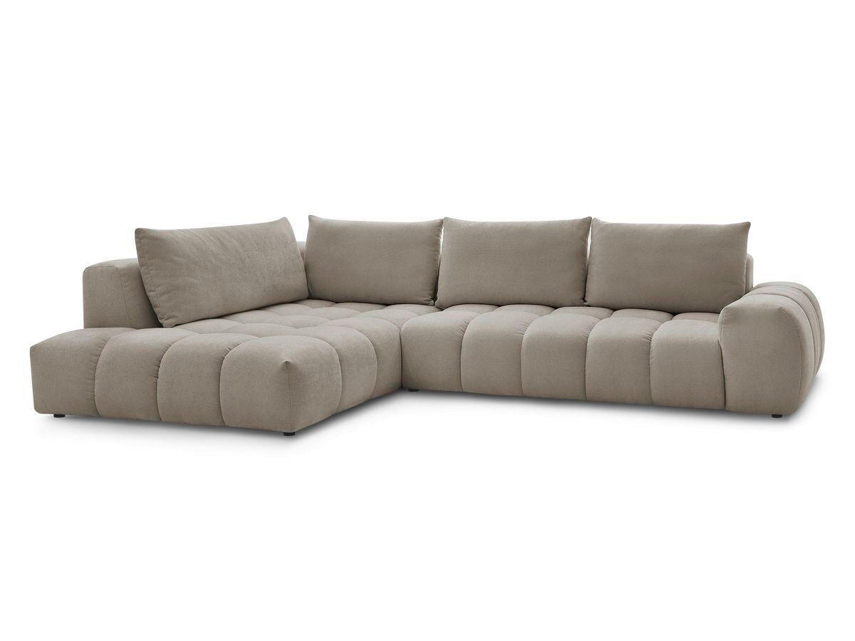 ECKSOFA Ottomane links  EVEREST Taupe Struktur  - Taupe/Schwarz, MODERN, Kunststoff/Textil (210/352cm) - Livetastic