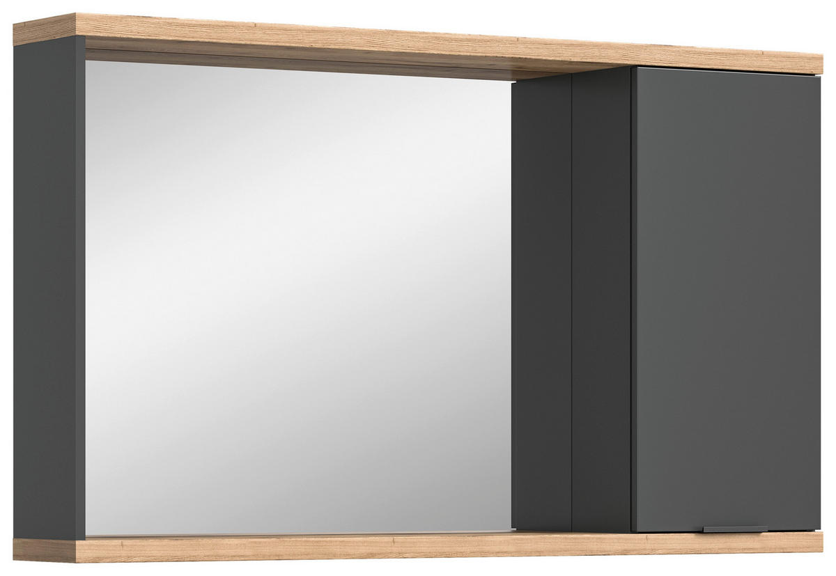 SPIEGELSCHRANK 130/76/20 cm  - Anthrazit/Schwarz, Basics, Glas/Holzwerkstoff (130/76/20cm) - MID.YOU