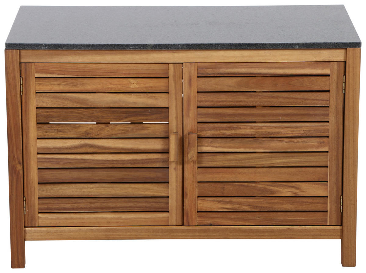 OUTDOORKÜCHE - Schwarz/Akaziefarben, MODERN, Holz/Stein (100/67/50cm) - Siena Garden