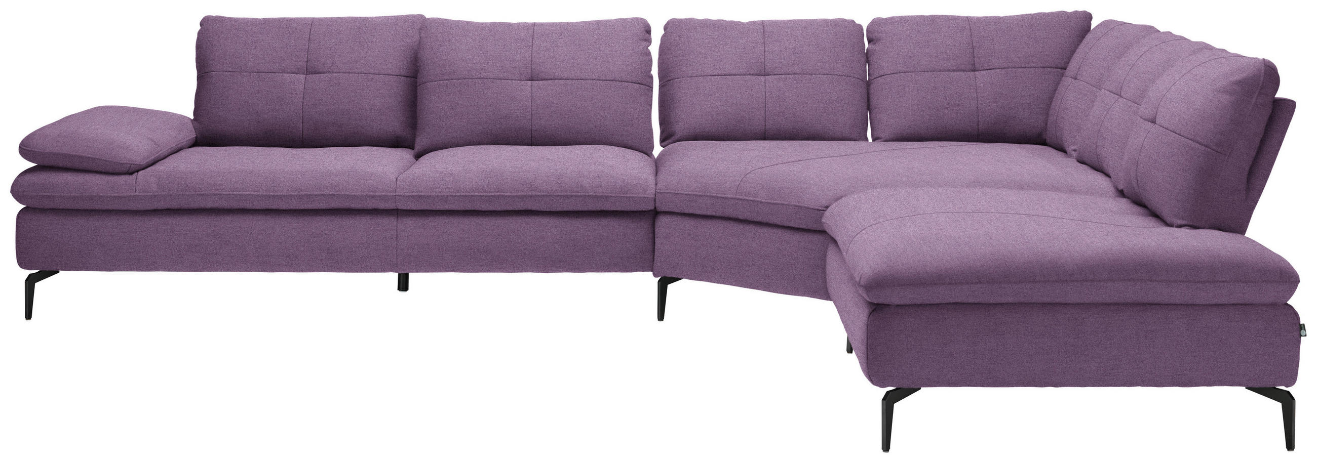 ECKSOFA in Flachgewebe Lila  - Lila/Schwarz, Design, Textil/Metall (344/271cm) - Chilliano