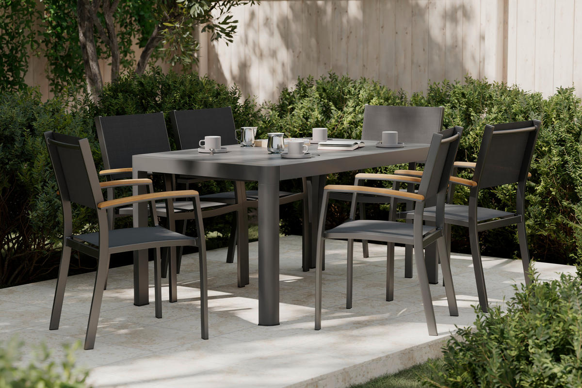 ZÁHRADNÝ STÔL, kov, 150-210/90/75 cm - antracitová, Modern, kov (150-210/90/75cm) - Ambia Garden