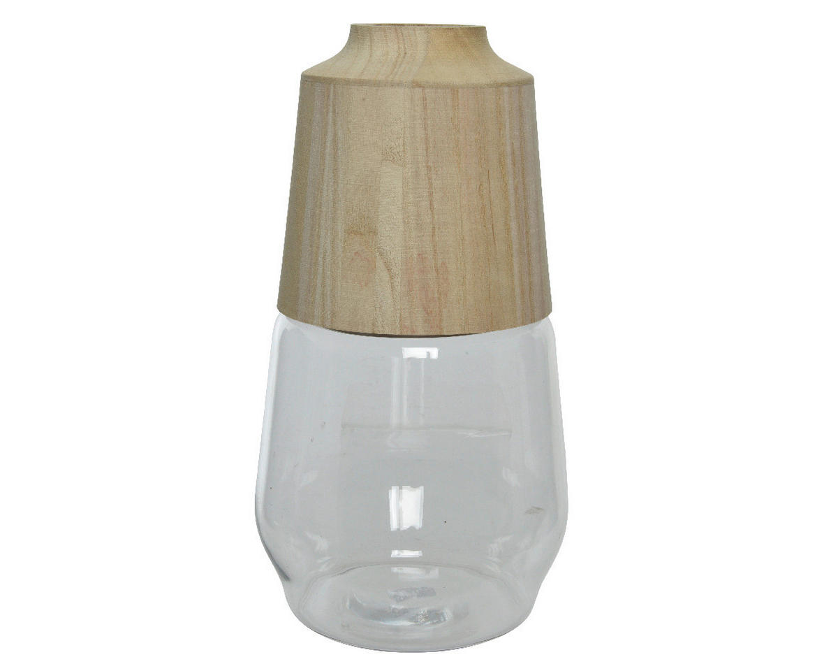 VÁZA, drevo, sklo, 28,5 cm - Basics, drevo/sklo (28,5cm)