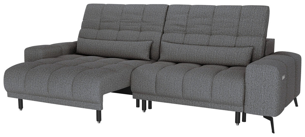 BIGSOFA Chenille Anthrazit  - Anthrazit/Schwarz, MODERN, Textil/Metall (300/112/121cm) - Xora