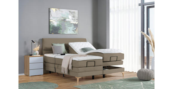 BOXSPRINGBETT 200/200 cm in Graubraun - Eichefarben/Graubraun, KONVENTIONELL, Holz/Textil (200/200cm) - Voleo
