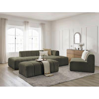 ECKSOFA Ottomane rechts  ANNECY Grün Bouclé  - Schwarz/Grün, MODERN, Kunststoff/Textil (262/170cm)