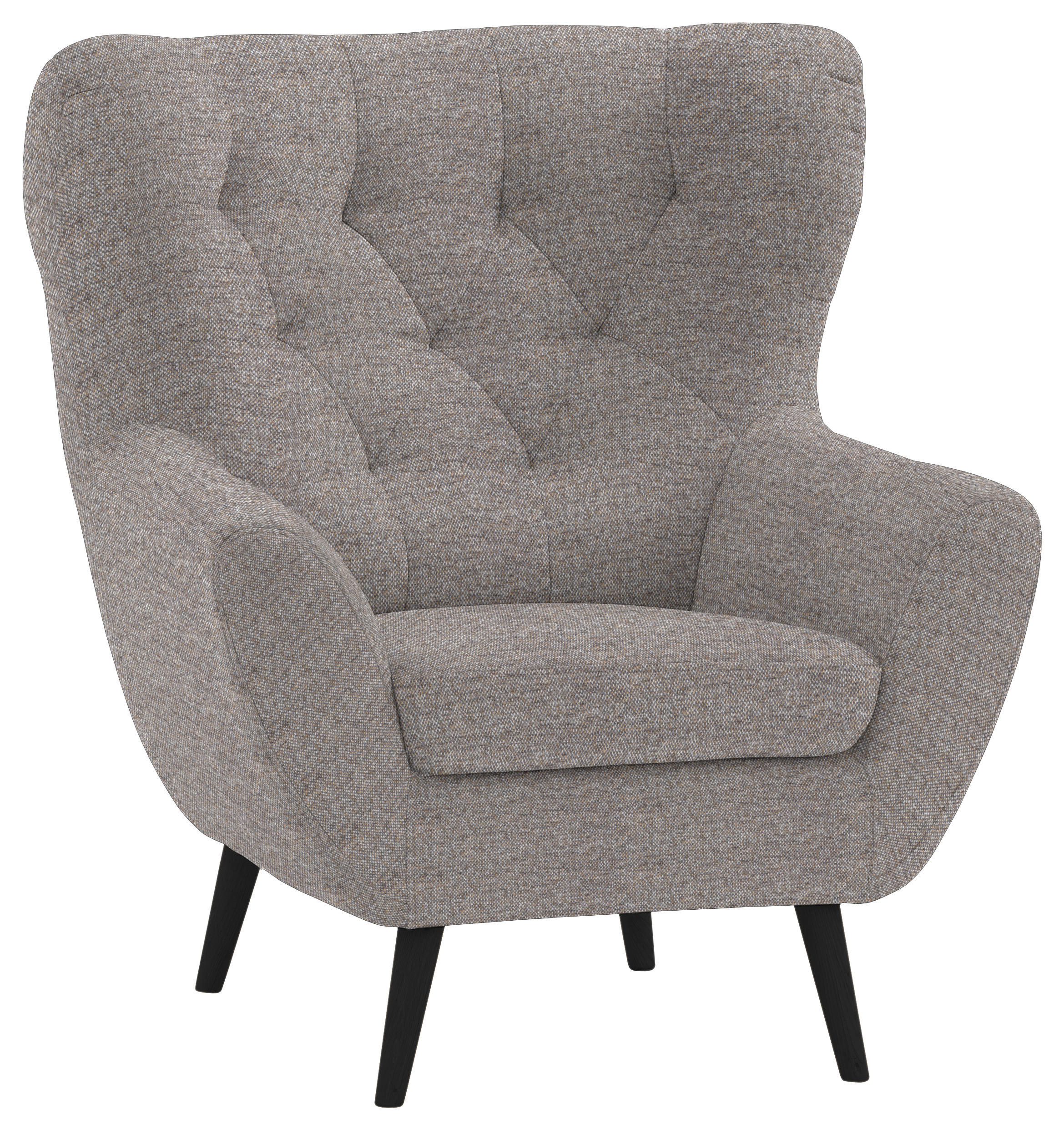 SESSEL in Flachgewebe Taupe  - Taupe/Anthrazit, Design, Holz/Textil (87/101/95cm) - Stylife