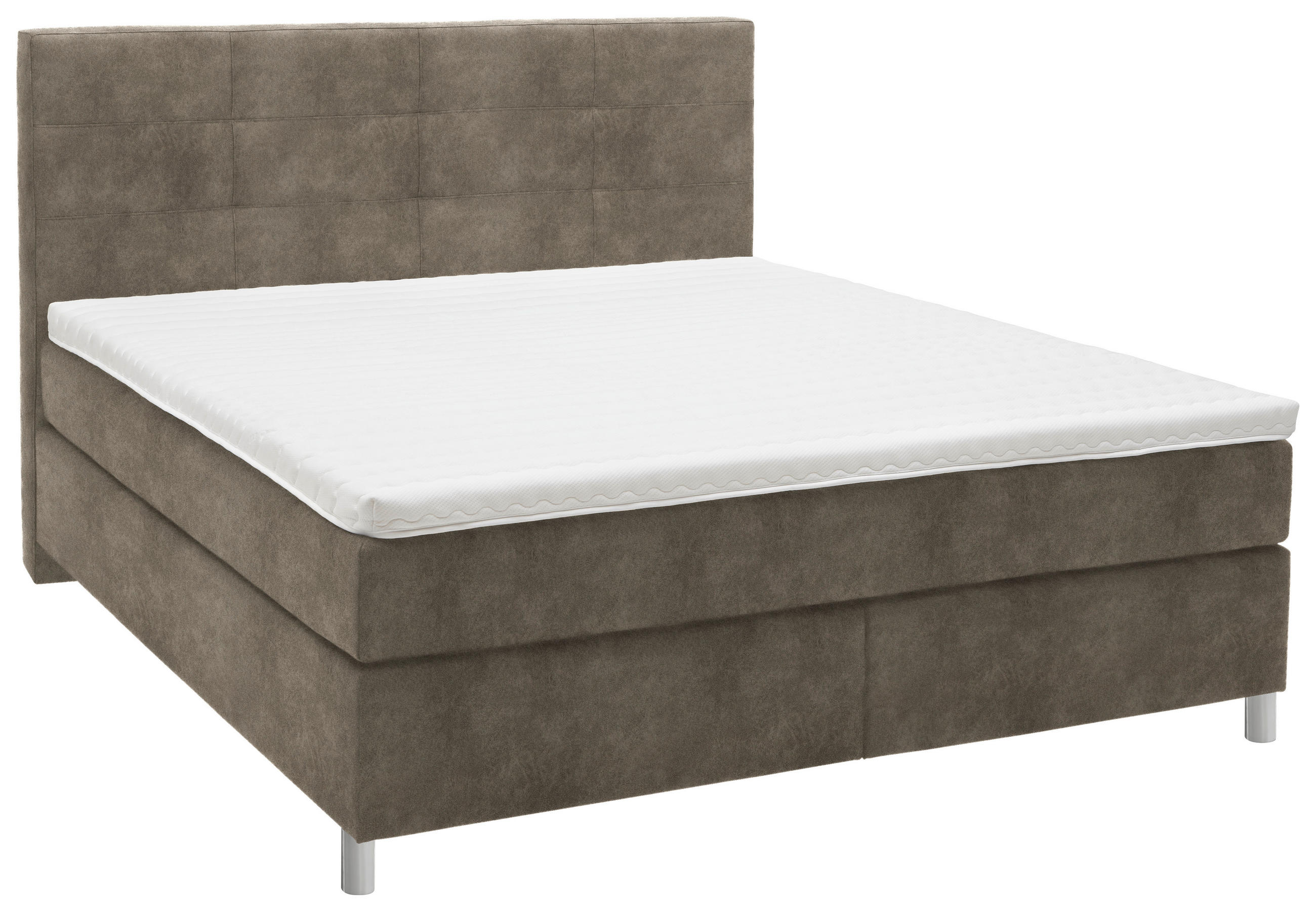 BOXSPRINGBETT 160/200 cm  in Taupe  - Taupe/Chromfarben, KONVENTIONELL, Kunststoff/Textil (160/200cm) - Voleo