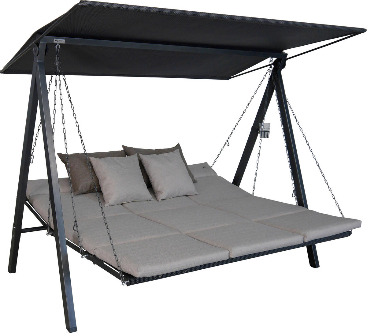 HOLLYWOODSCHAUKEL 210/160/145 cm  - Sandfarben/Dunkelgrau, Basics, Textil/Metall (210/160/145cm) - Boxxx