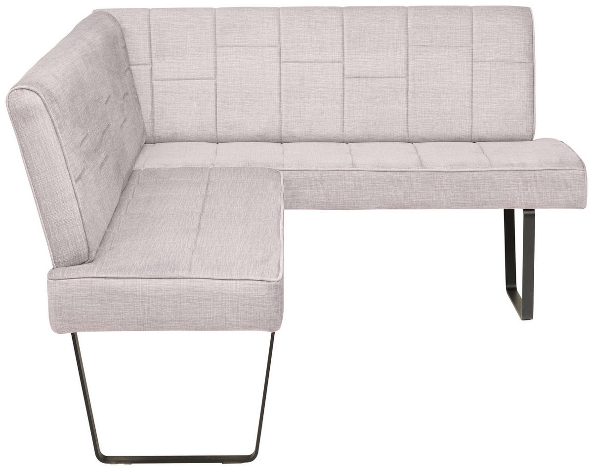 ECKBANK 190/150 cm Samt Hellgrau   - Hellgrau/Schwarz, KONVENTIONELL, Textil/Metall (190/150cm) - MID.YOU