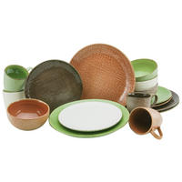 KOMBISERVICE Braun, Creme, Grün, Orange 16-teilig 4 Personen  - Creme/Braun, LIFESTYLE, Keramik (34/31,5/33cm) - Creatable
