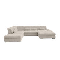 WOHNLANDSCHAFT in Chenille Beige  - Chromfarben/Beige, Design, Textil/Metall (254/376/195cm) - Livetastic