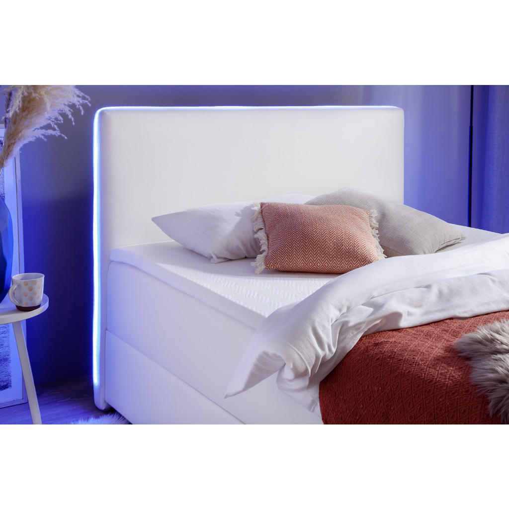 Thumbnail - Livetastic Boxspringbett meise.möbel Racer, Weiß, Textil, Höhe ca. 10 cm, 120x200 cm, Reach, Topper durchgehend, Schlafz...