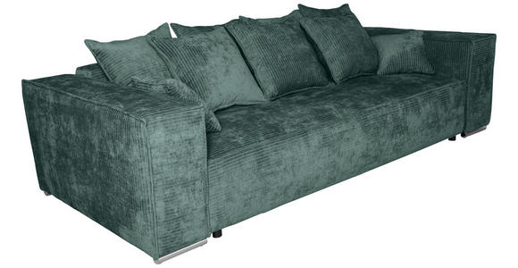 BIGSOFA in Flachgewebe Grün  - Chromfarben/Grün, KONVENTIONELL, Textil/Metall (256/68/122cm) - Carryhome