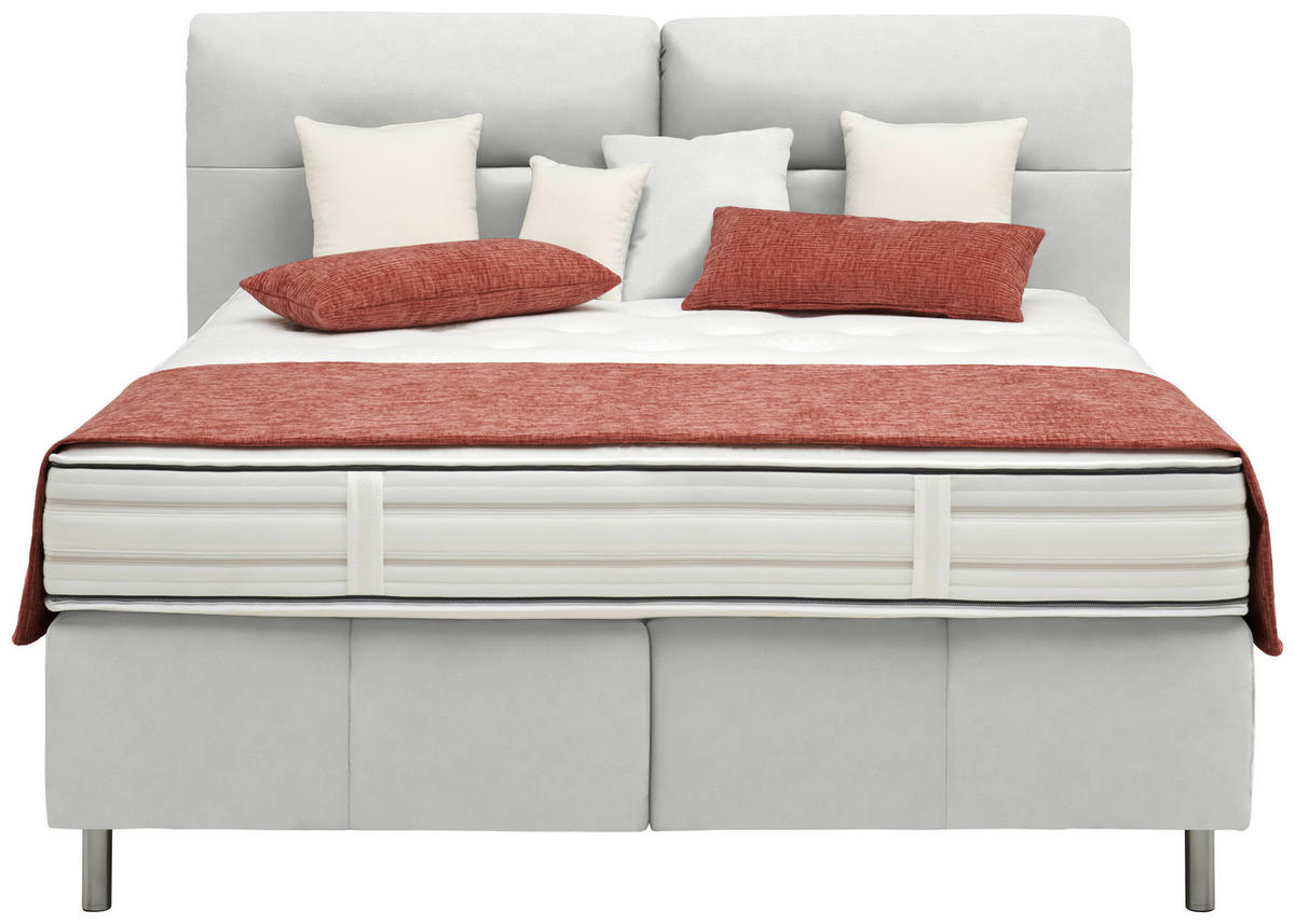 BOXSPRINGBETT 160/200 cm  in Weiß  - Alufarben/Weiß, KONVENTIONELL, Textil/Metall (160/200cm) - Dieter Knoll