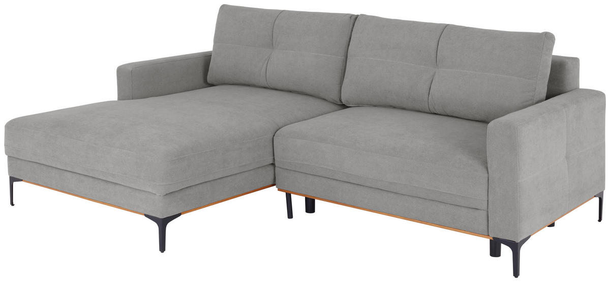ECKSOFA Hellgrau  - Hellgrau/Schwarz, MODERN, Textil/Metall (162/238cm) - Ondega