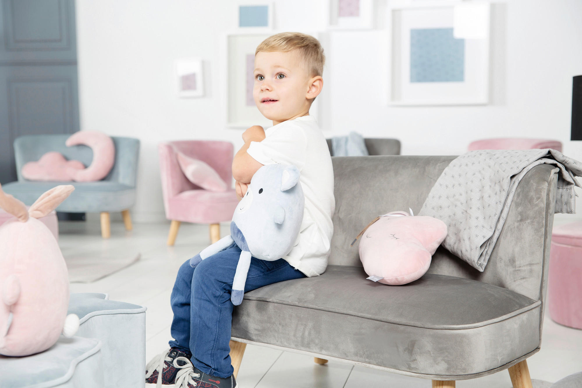KINDERSOFA - Silberfarben/Grau, Basics, Textil (70/50/48cm) - Roba