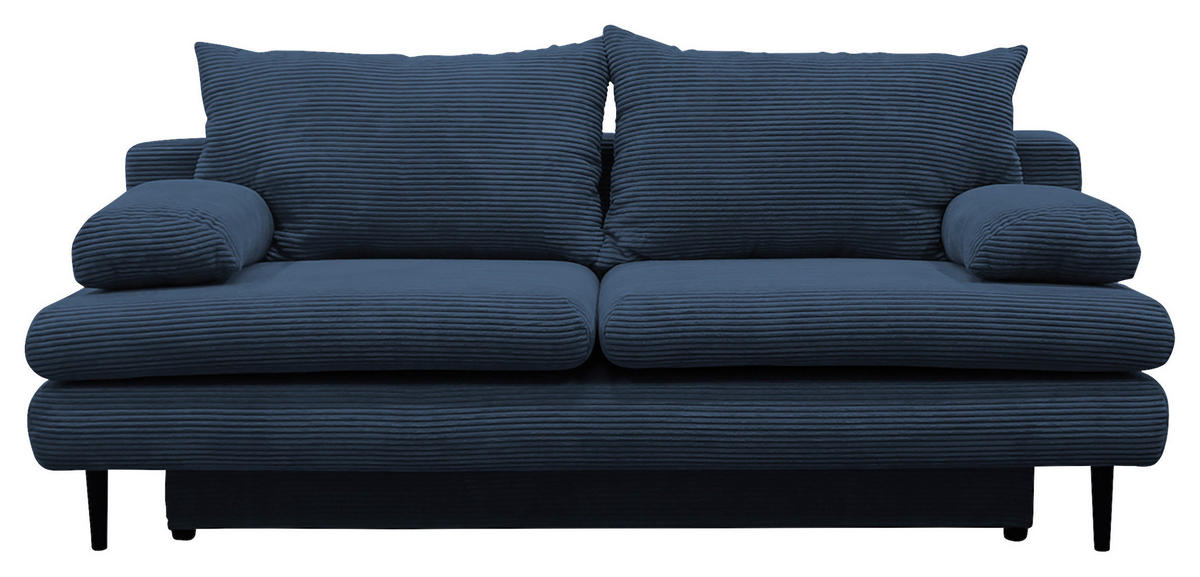 SCHLAFSOFA Cord Dunkelblau  - Schwarz/Dunkelblau, Design, Holz/Textil (202/85/99cm) - P & B