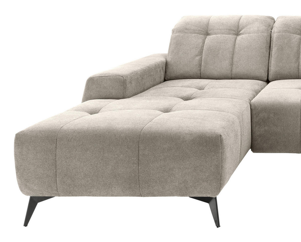WOHNLANDSCHAFT Chenille Beige  - Beige/Schwarz, Modern, Textil/Metall (200/337/180cm) - Livetastic