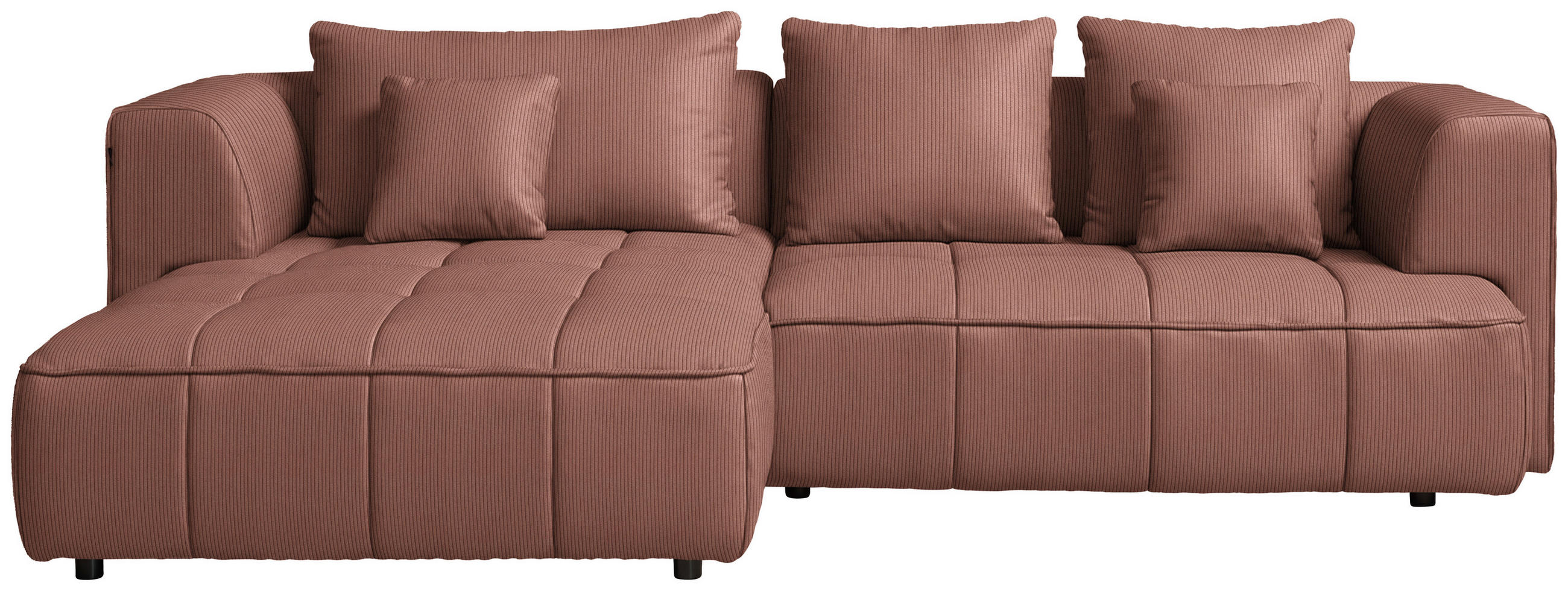 ECKSOFA Feincord Braun  - Schwarz/Braun, Design, Kunststoff/Textil (188/288cm) - Welnova