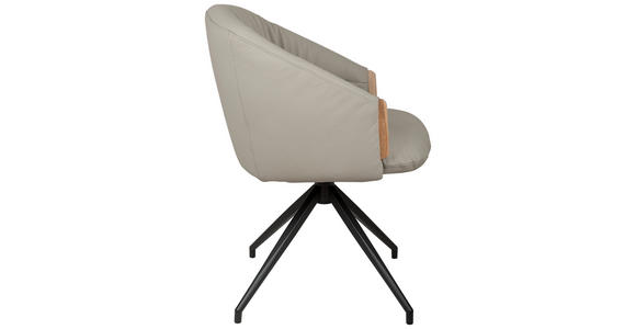 ARMLEHNSTUHL  Sitzfläche 360° drehbar, automatische Rückholfunktion  Echtleder  - Beige/Schwarz, Design, Leder/Holz (61/84/62cm) - Valnatura
