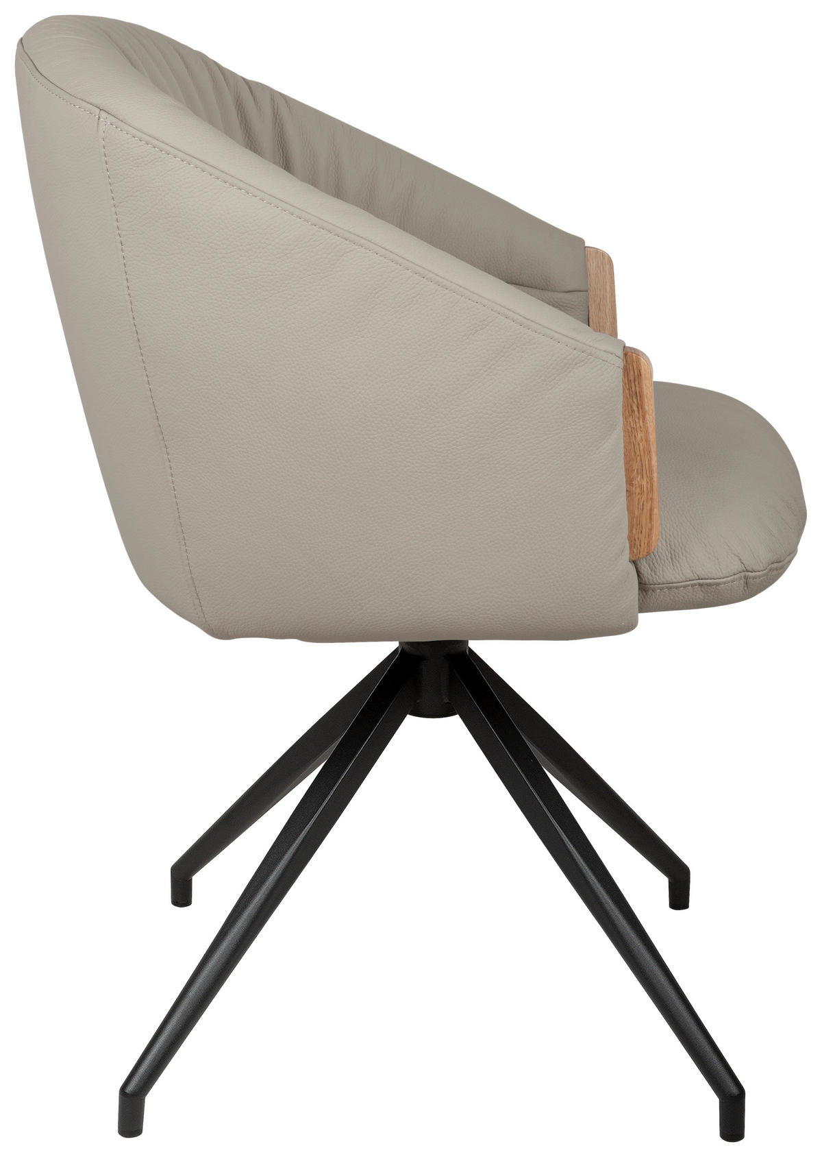 ARMLEHNSTUHL  Sitzfläche 360° drehbar, automatische Rückholfunktion  Echtleder  - Beige/Schwarz, Design, Leder/Holz (61/84/62cm) - Valnatura