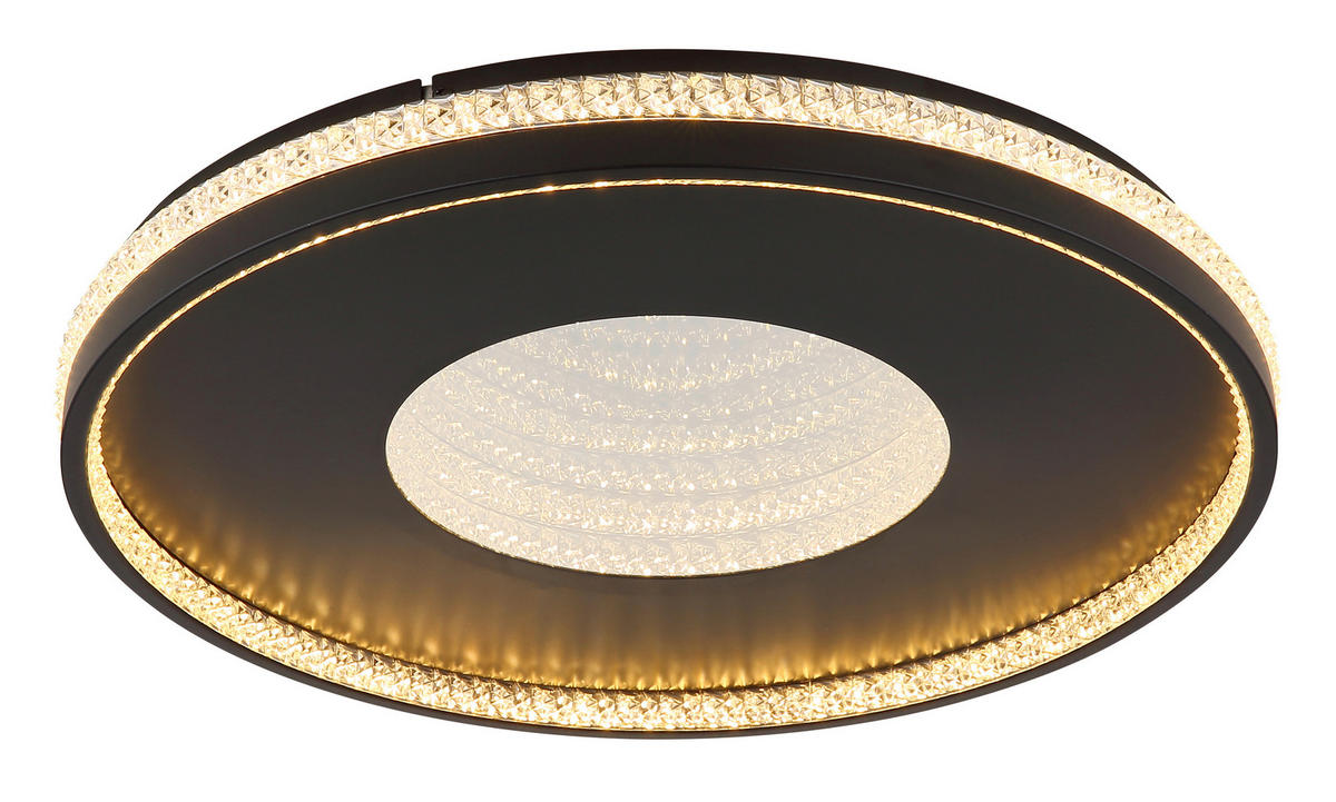 LED-DECKENLEUCHTE WALTRAUD 50/6,5 cm   - Klar/Schwarz, Trend, Kunststoff/Metall (50/6,5cm) - Globo
