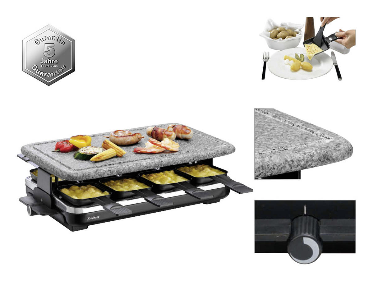 RACLETTE-GRILL  - Schwarz/Grau, Design, Kunststoff/Stein (45,5/27/15,5cm) - Trisa Electronics