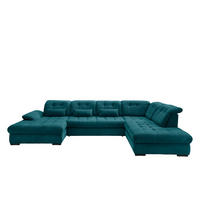 WOHNLANDSCHAFT in Cord Petrol  - Petrol/Schwarz, Modern, Textil/Metall (184/387/252cm) - Livetastic