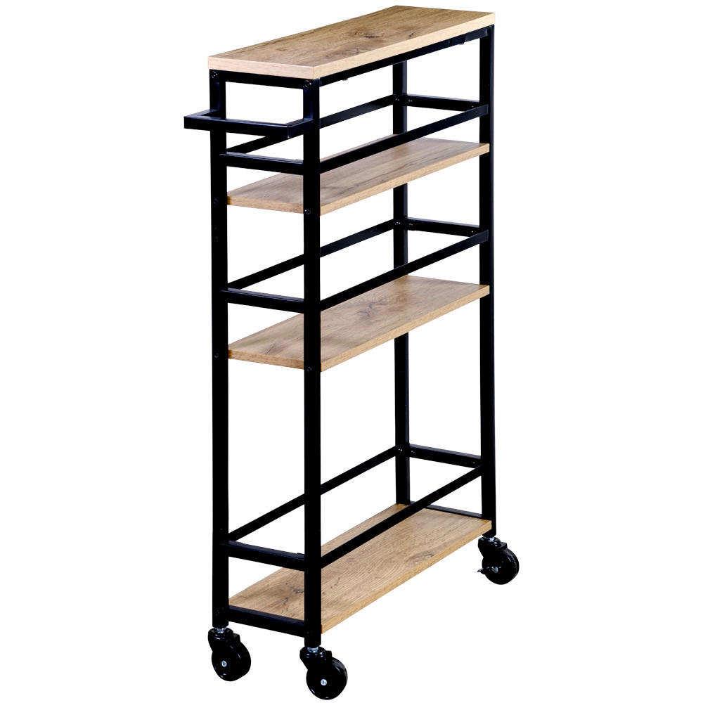 ALLZWECKWAGEN Schwarz, Eichefarben  - Eichefarben/Schwarz, Basics, Holzwerkstoff/Metall (50/81/15cm) - Kesper
