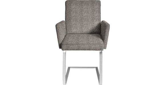 ARMLEHNSTUHL  in Stahl Chenille  - Chromfarben/Beige, Design, Textil/Metall (56/92/60cm) - Dieter Knoll