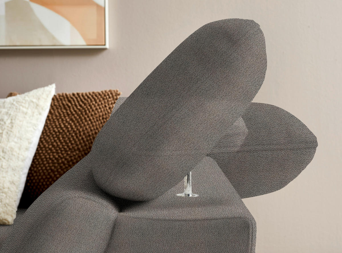 ECKSOFA in Flachgewebe Graubraun  - Eichefarben/Graubraun, Modern, Holz/Textil (287/212cm) - Valnatura