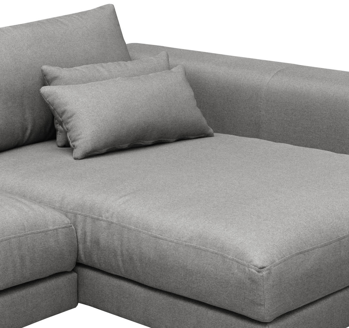 ECKSOFA Grau Flachgewebe  - Schwarz/Grau, Design, Textil/Metall (172/313cm) - Livetastic