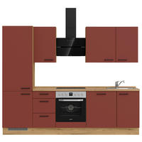 KÜCHENLEERBLOCK 270 cm   in Rot, Eichefarben  - Eichefarben/Rot, MODERN, Holzwerkstoff/Metall (270cm) - Nobilia