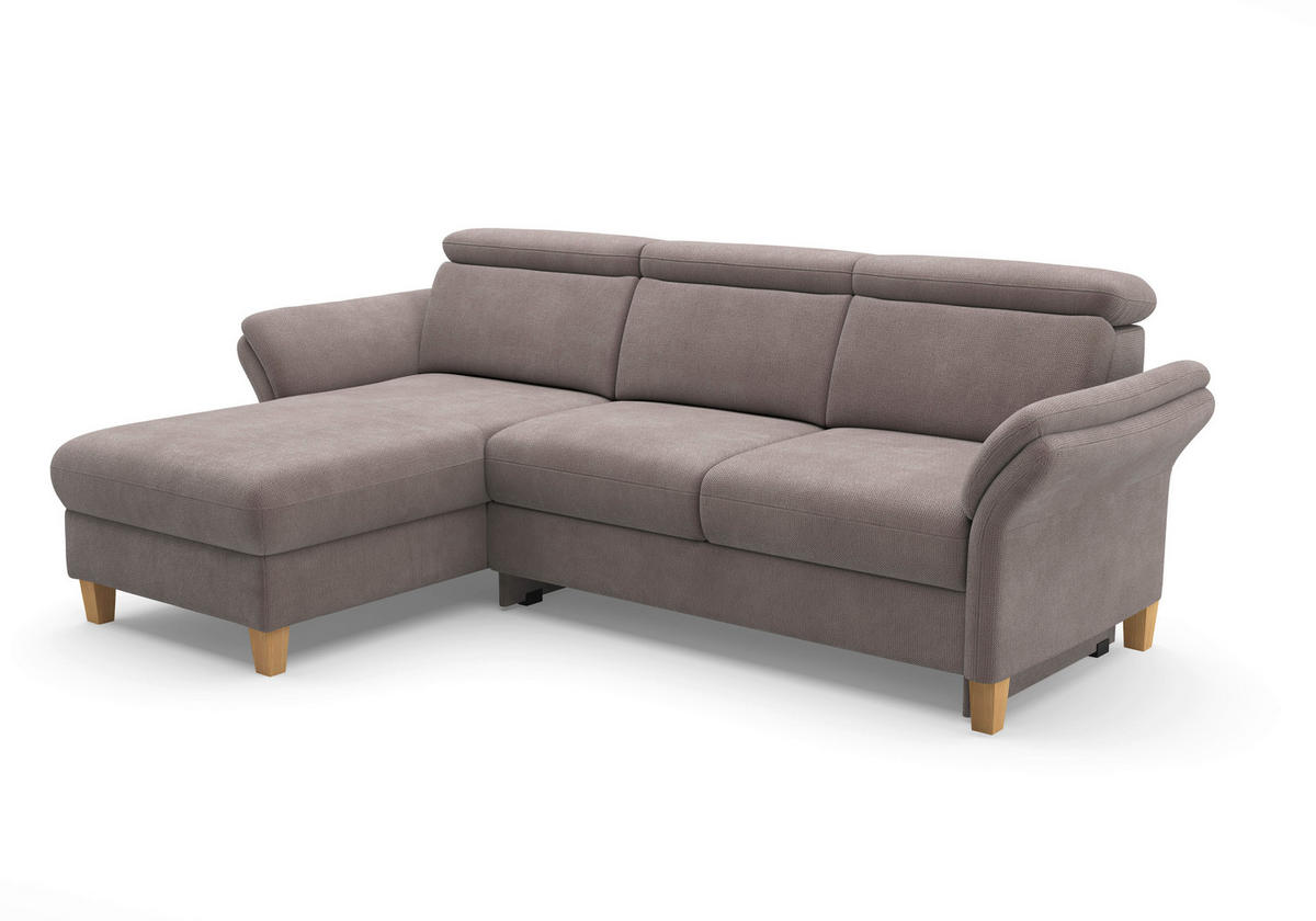ECKSOFA GLENDALE E Taupe Flachgewebe  - Taupe/Eichefarben, KONVENTIONELL, Holz/Textil (166/253cm) - Sit & More