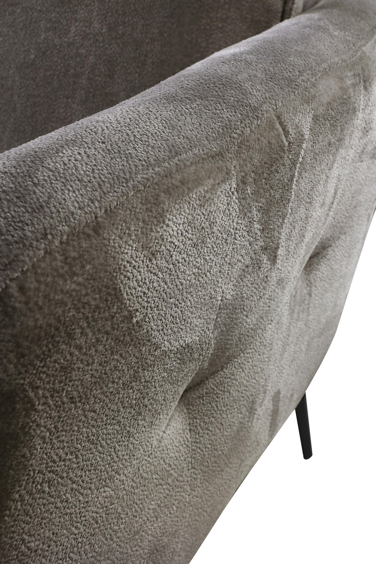SOFA in Velours Grau  - Schwarz/Grau, Design, Textil/Metall (225/86/95cm) - MID.YOU