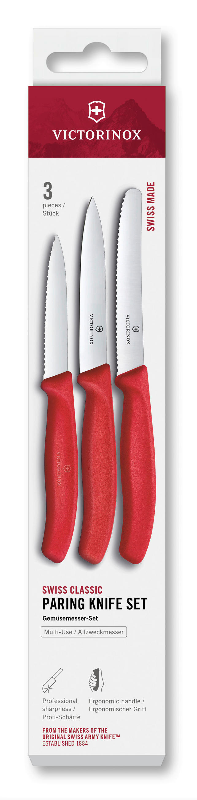GEMÜSEMESSER  - Hellrot, Basics, Kunststoff (25,00/5,0/2,0cm) - Victorinox