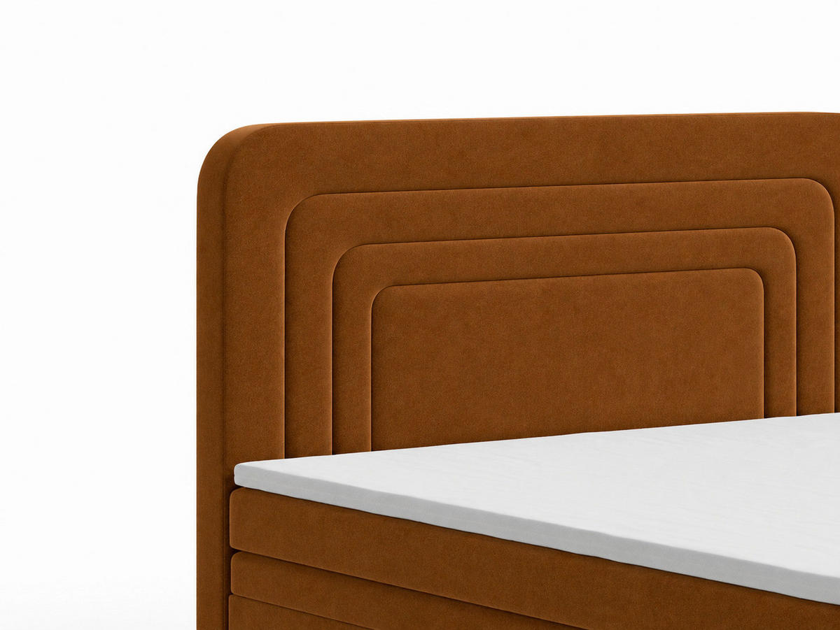 BOXBETT 160/200 cm,  in Terracotta, gepolstertes Kopfteil, Bettkasten, Topper, H2 + H3 = mittel + fest  - Terracotta/Bronzefarben, MODERN, Holz/Kunststoff (160/200cm) - Livetastic
