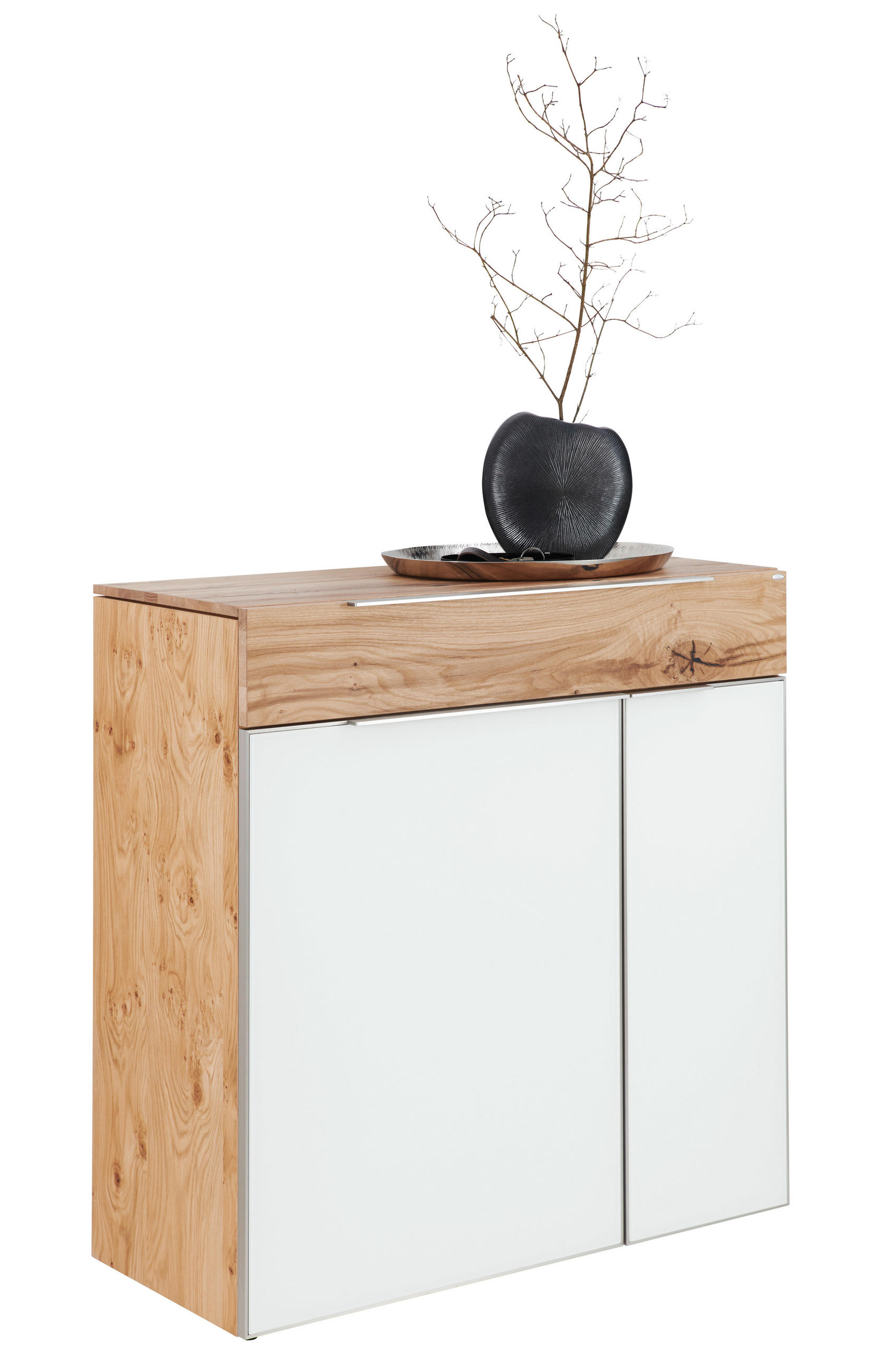 SCHUHSCHRANK  in 96/98/42,5 cm  - Eichefarben/Silberfarben, Natur, Glas/Holz (96/98/42,5cm) - Voglauer