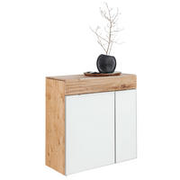 SCHUHSCHRANK Altholz, Eiche furniert, mehrschichtige Massivholzplatte (Tischlerplatte) Weiß, Eichefarben  - Eichefarben/Silberfarben, Natur, Glas/Holz (96/98/42,5cm) - Voglauer