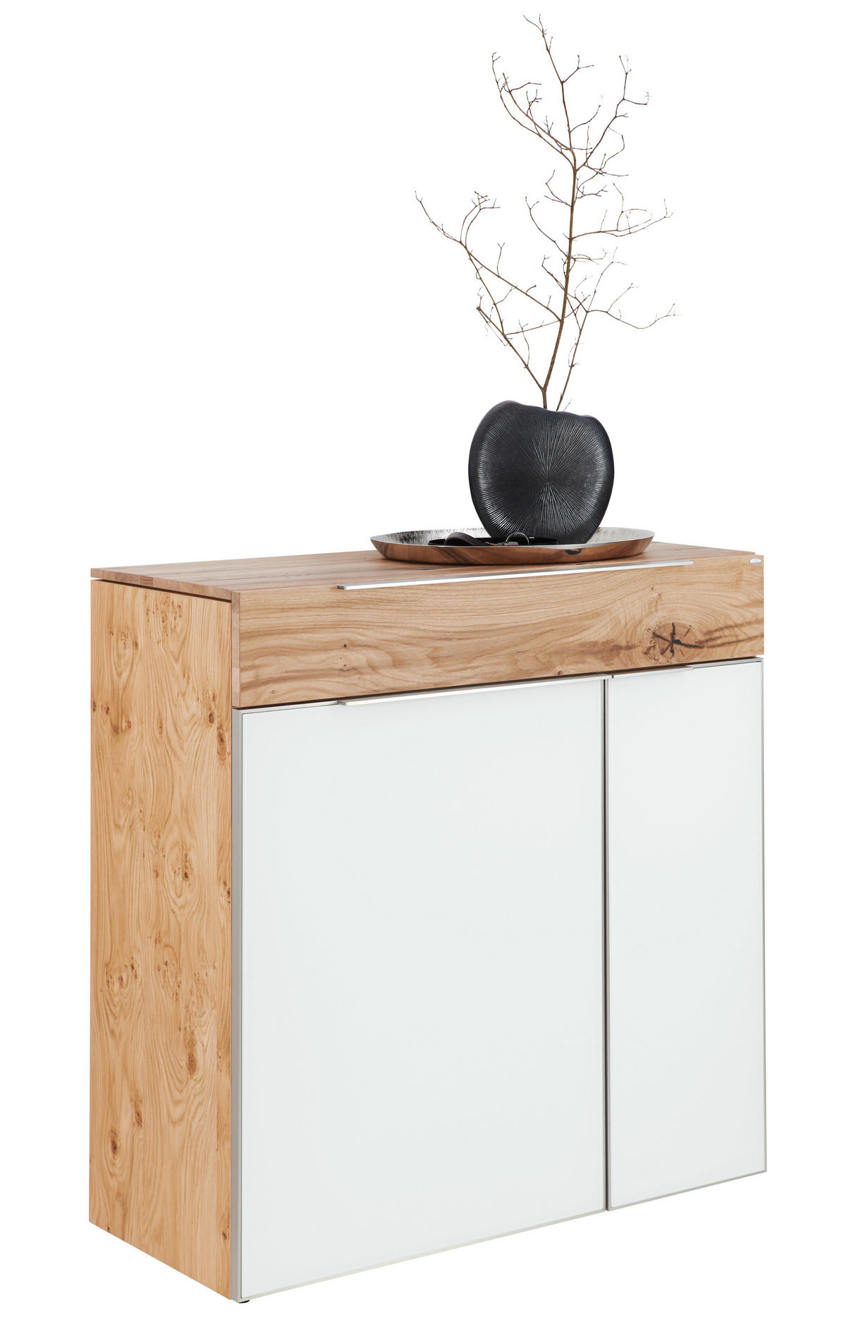 SCHUHSCHRANK Altholz, Eiche furniert, mehrschichtige Massivholzplatte (Tischlerplatte) Weiß, Eichefarben  - Eichefarben/Silberfarben, Natur, Glas/Holz (96/98/42,5cm) - Voglauer