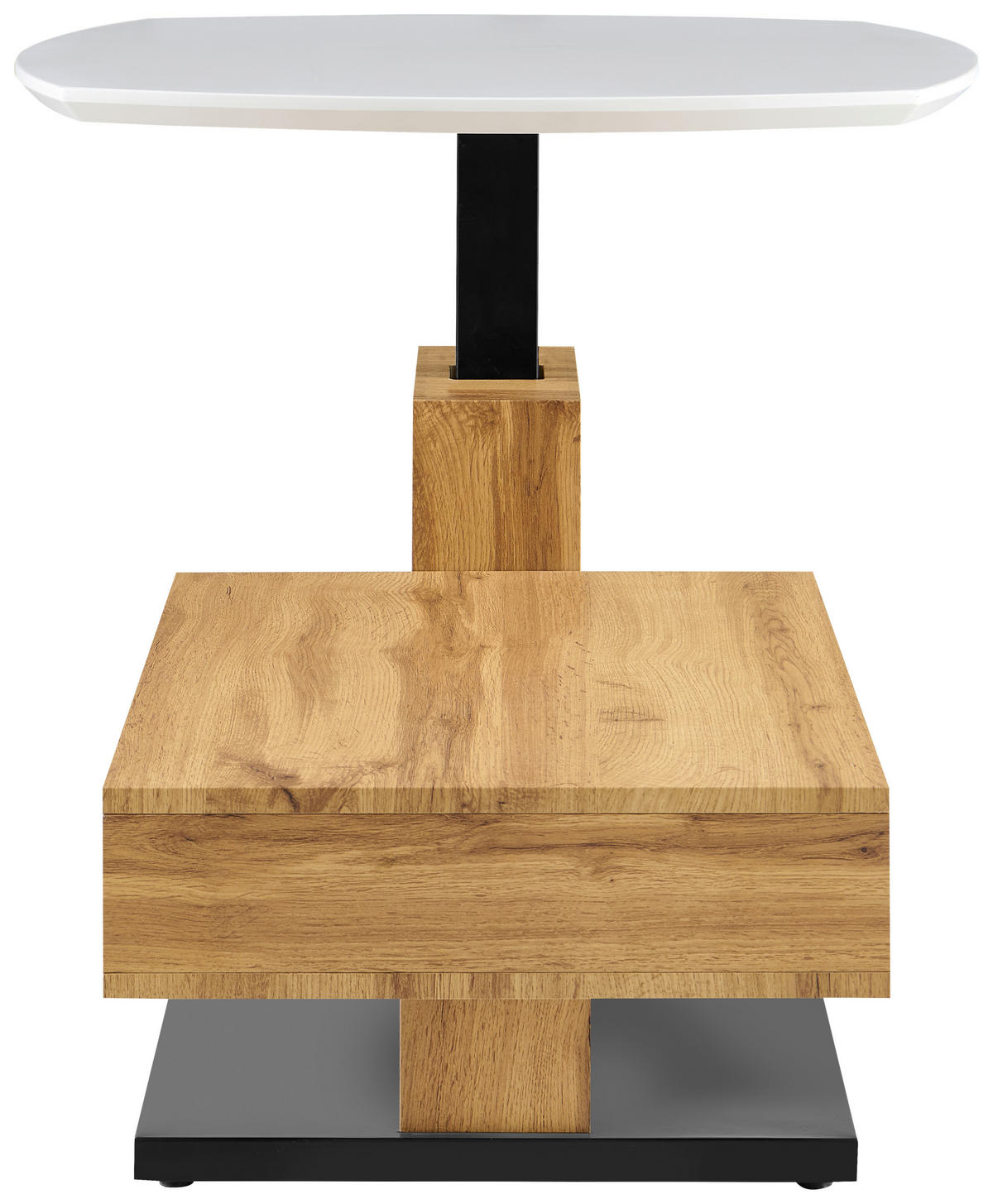 COUCHTISCH 110/70/47.5-66.5 cm quadratisch Schwarz, Weiß, Eichefarben  - Eichefarben/Schwarz, Design, Holzwerkstoff/Metall (110/70/47.5-66.5cm) - MID.YOU