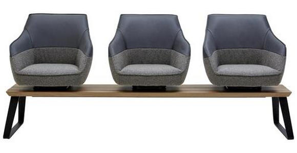SITZBANK 210/87/67 cm in Anthrazit, Braun, Beige - Anthrazit/Beige, Design, Leder/Holz (210/87/67cm) - Ambiente