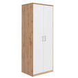 DREHTÜRENSCHRANK  in Weiß, Eiche Wotan  - Silberfarben/Eiche Wotan, KONVENTIONELL, Holzwerkstoff/Kunststoff (72/194/54cm) - Xora