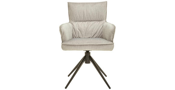 ARMLEHNSTUHL in Eisen Velours - Hellgrau/Schwarz, Design, Textil/Metall (58/91/62cm) - Dieter Knoll