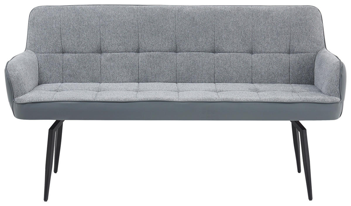 SITZBANK 161/90/61 cm Lederlook, Leinenoptik Hellgrau, Dunkelgrau  - Dunkelgrau/Hellgrau, MODERN, Textil/Metall (161/90/61cm) - Livetastic