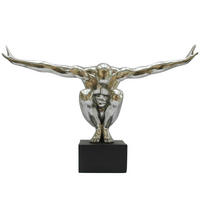 SKULPTUR - Silberfarben/Schwarz, Design, Kunststoff (50/16/34cm) - Ambia Home