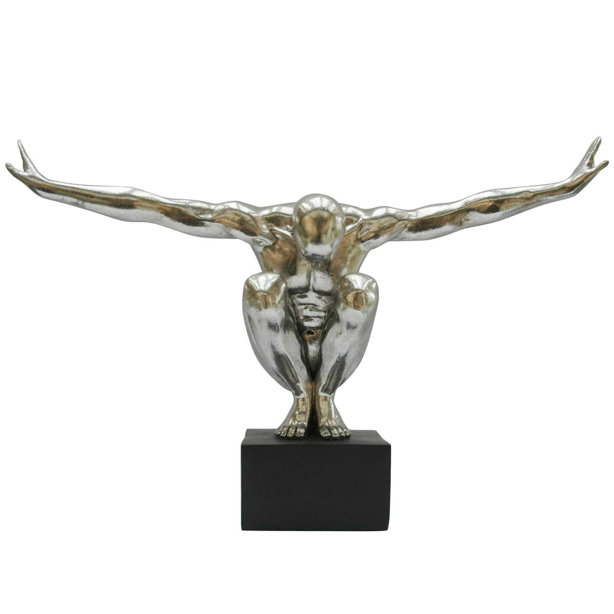 SKULPTUR - Silberfarben/Schwarz, Design, Kunststoff (50/16/34cm) - Ambia Home