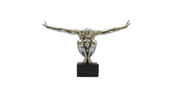 SKULPTUR - Silberfarben/Schwarz, Design, Kunststoff (50/16/34cm) - Ambia Home